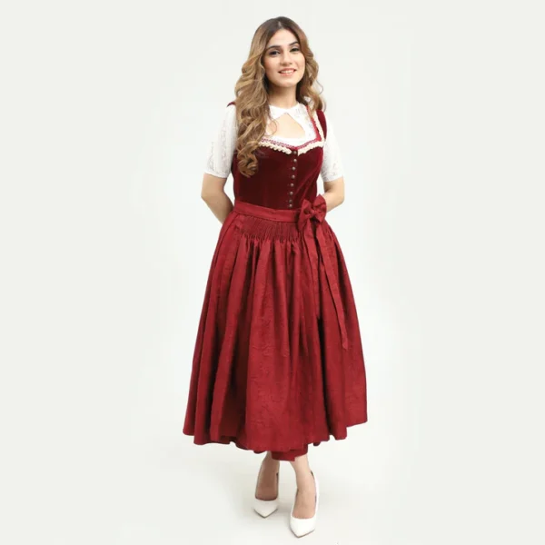 Deutsches Dirndl Zeitloser Luxus Rubinroter Charme