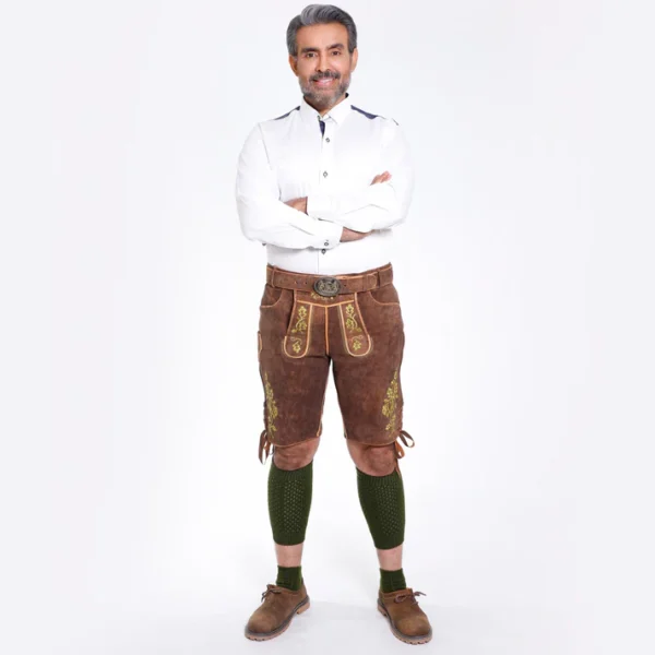 Bavarian Style Lederhosen Men in Cherry Brown
