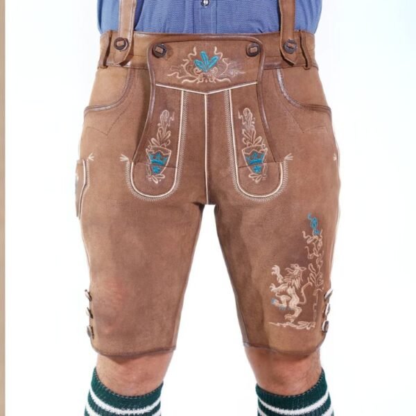 Lion Motif Bavarian Lederhosen Men