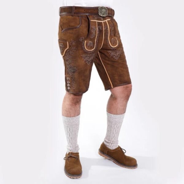 Bold Brown Lederhosen with Black Embroidery