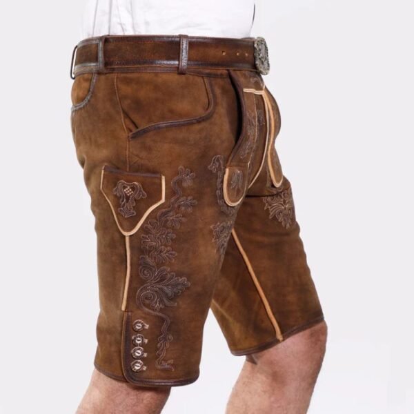 Bold Brown Lederhosen with Black Embroidery