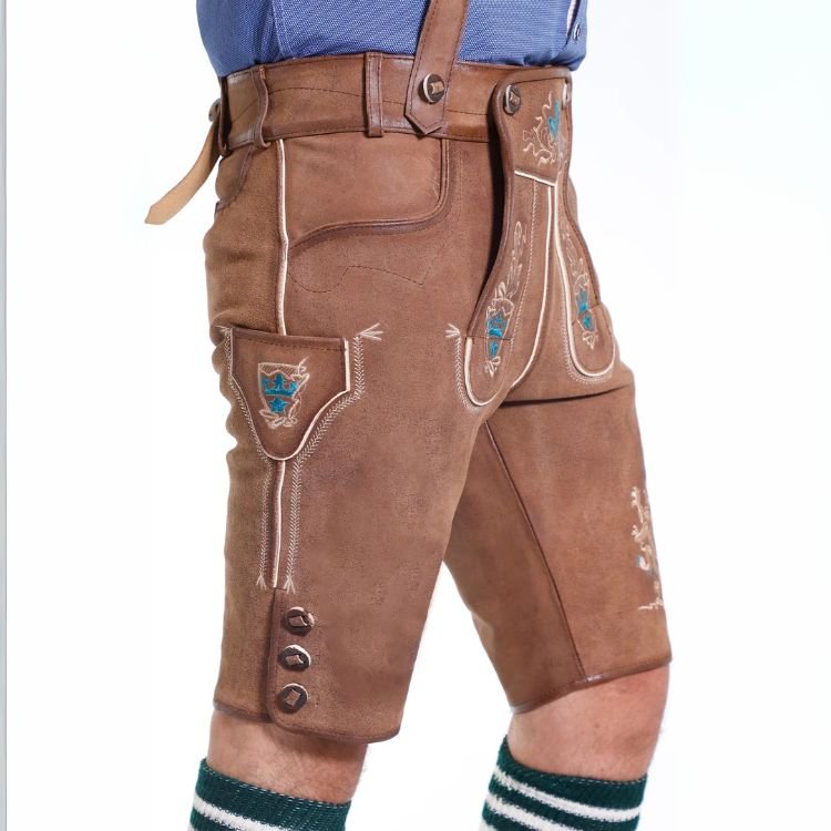 Lion Motif Bavarian Lederhosen Men