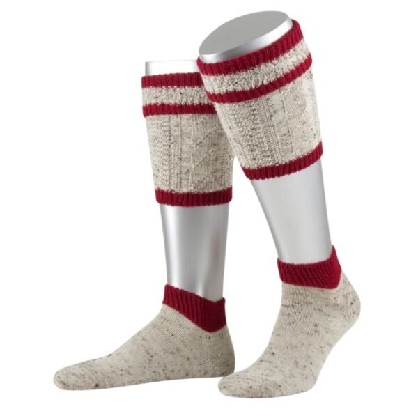 Beige-Bordeaux Loden Calf Warmers